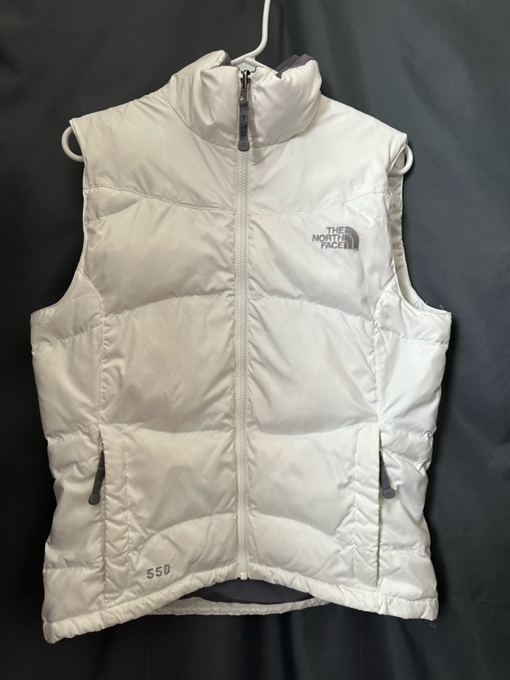 The North Face 550 Down White Puffer Vest Women’s Small Goose Down Full Zip
